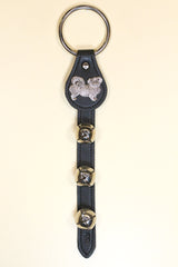 PEKINGESE CHARM above 3 Bells on Leather Strap