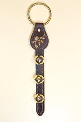 PINE BRANCH CHARM above 3 Bells on Leather Strap