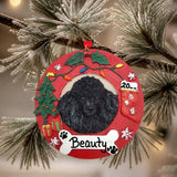 DOGS - POODLE (BLACK) - Red Wreath