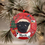 DOGS - PUG (BLACK) - Red Wreath