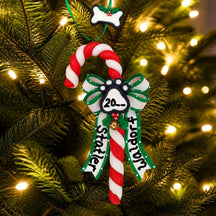 DOGS - PAW PRINT CANDY CANE Ornament