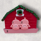 2 PIGS in BARN Ornament