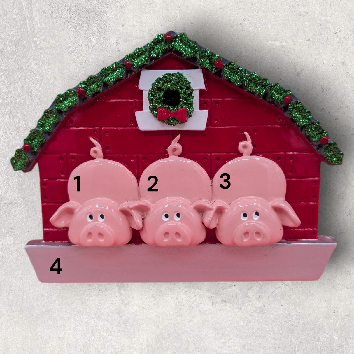 3 PIGS in BARN Ornament