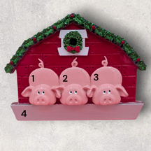 Pigs in Barn Ornament (3 Names)