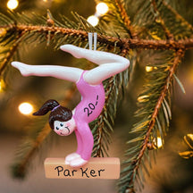 GYMNAST Ornament - BRUNETTE in PINK