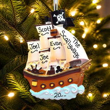 Pirate Ship on Water Ornament