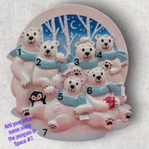 Polar Bears in the Woods with Penguin Ornament (6 Names)