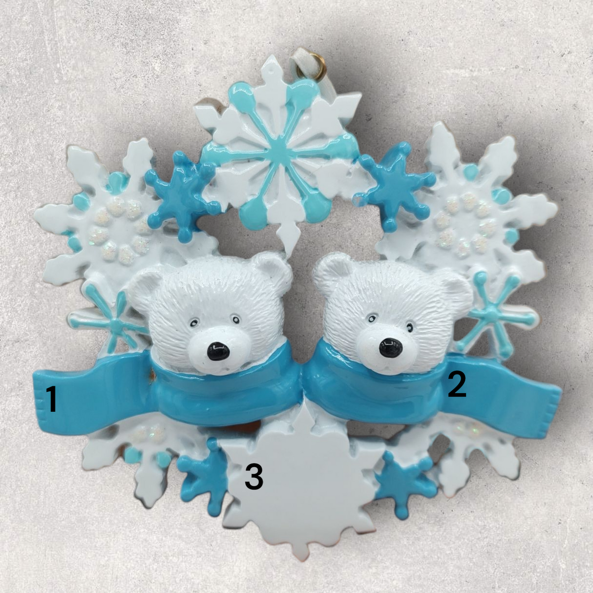 2 POLAR BEARS w/ SNOWFLAKES Ornament