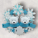 2 POLAR BEARS w/ SNOWFLAKES Ornament