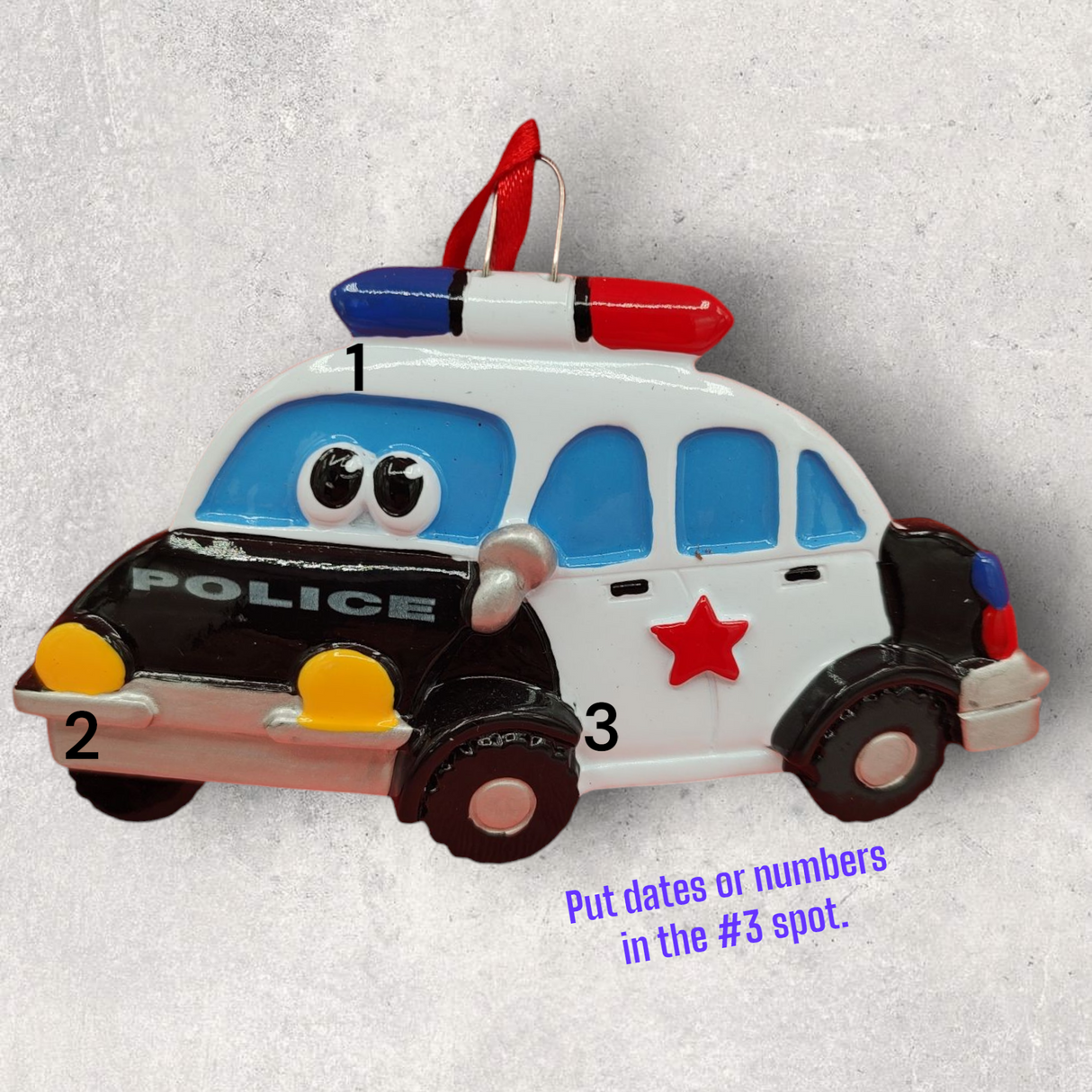 WHIMSICAL POLICE CAR  Ornament