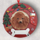 DOGS - POODLE (APRICOT) - Red Wreath
