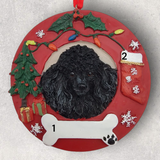 DOGS - POODLE (BLACK) - Red Wreath