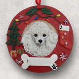 DOGS - POODLE (WHITE) - Red Wreath