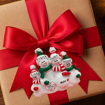 Expecting Snow Family Ornament - 2 Children