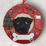 DOGS - PUG (BLACK) - Red Wreath