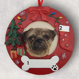 DOGS - PUG (TAN) - Red Wreath