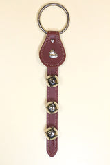 DUCK - (WHIMSICAL) CHARM above 3 Bells on Leather Strap