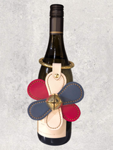 Patriotic Leather Flower Doorhanger with Brass Bell