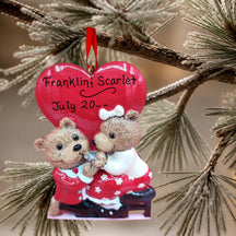 Engaged Bears - Red Heart Ornament