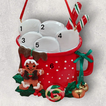 Marshmallows in a Red Mug Ornament (5 Names)