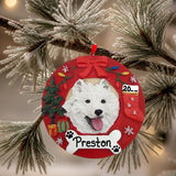 DOGS - SAMOYED - Red Wreath