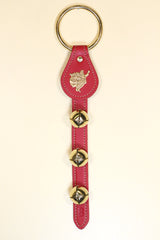 SANTA CHARM above 3 Bells on Leather Strap