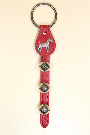 AIREDALE CHARM above 3 Bells on Leather Strap