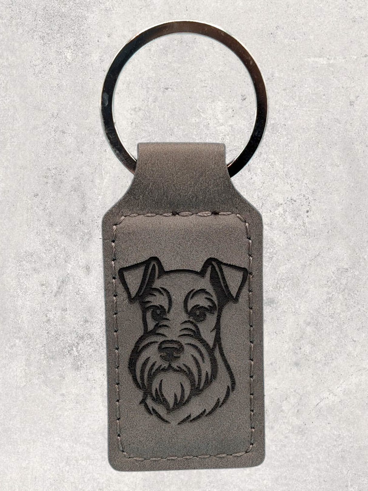 KEYCHAIN - SCHNAUZER - Leatherette - Personalizable