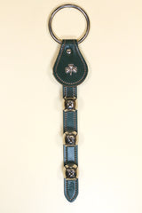 SHAMROCK CHARM above 3 Bells on Leather Strap