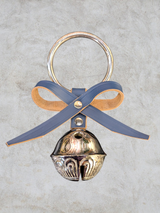 Silver Belsnickel Bell Doorhanger with Blue Leather Bow
