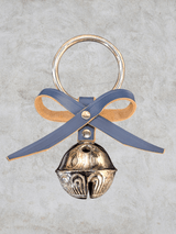 Silver Belsnickel Bell Doorhanger with Blue Leather Bow