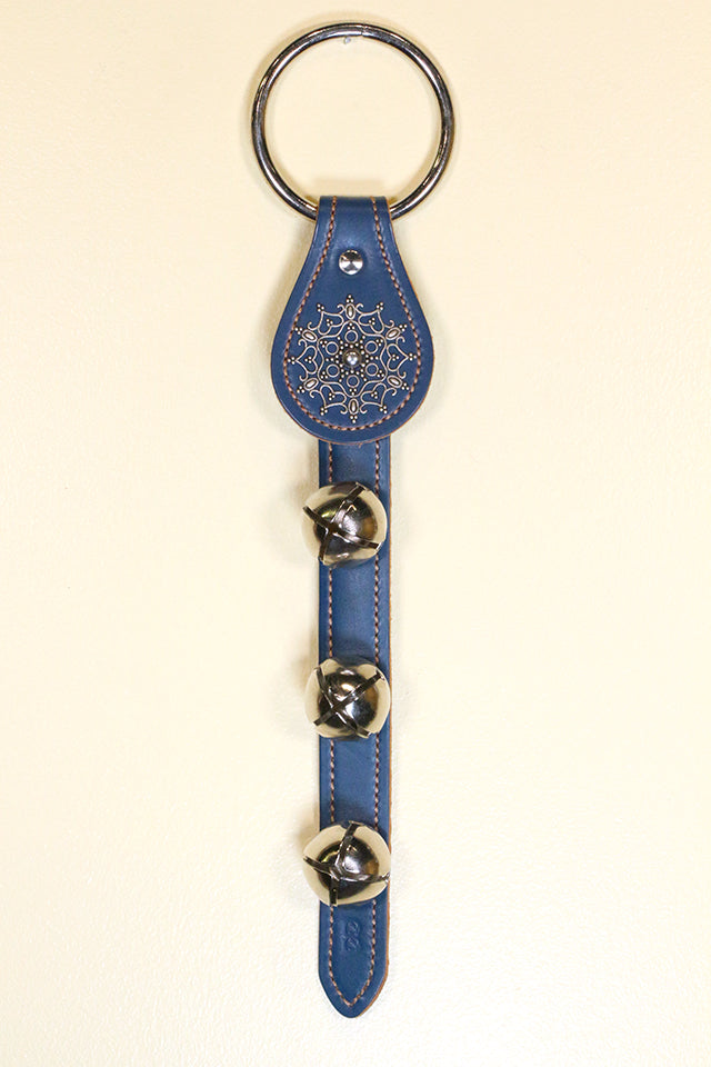 SNOWFLAKE CHARM above 3 Bells on Leather Strap