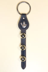 SNOWMAN CHARM above 3 Bells on Leather Strap