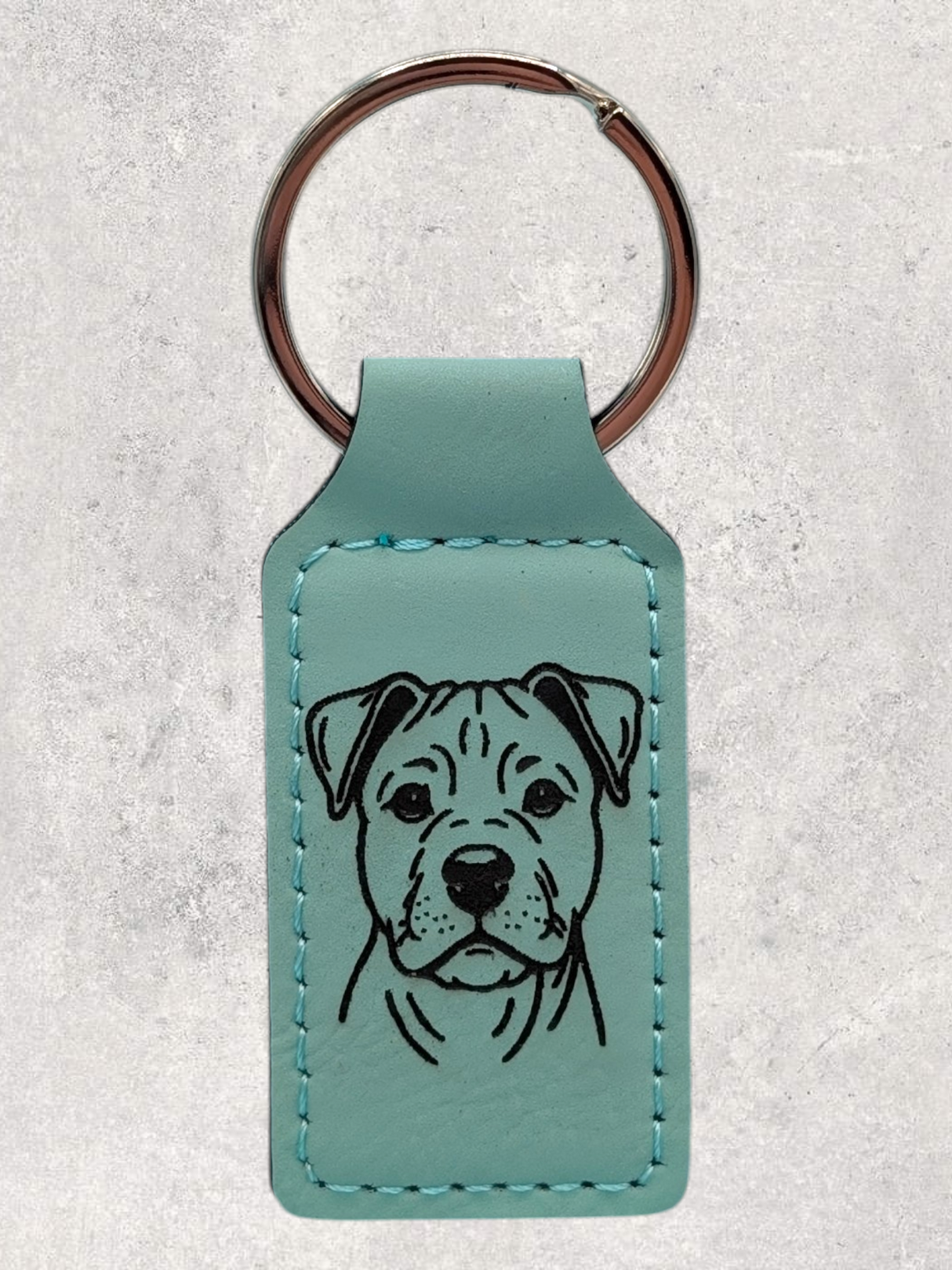 KEYCHAIN - STAFFORDSHIRE BULL TERRIER  - Leatherette - Personalizable