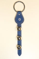 HANUKKAH - STAR of DAVID CHARM above 3 Bells on Leather Strap