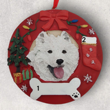 DOGS - SAMOYED - Red Wreath