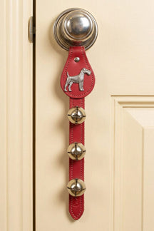 SCHNAUZER CHARM above 3 Bells on Leather Strap