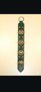 4 # 15 and 10 #1 Solid Brass Belsnickel Bells - Large 2-Ply Leather "Banister" Strap