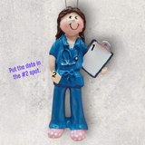 MEDICAL PERSONNEL in BLUE SCRUBS Ornament - FEMALE