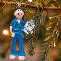 MEDICAL PERSONNEL in BLUE SCRUBS Ornament - FEMALE