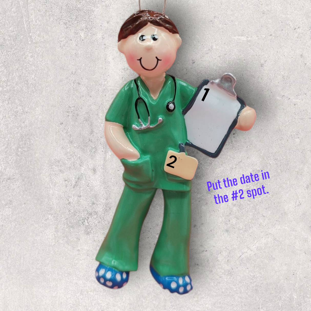 MEDICAL PERSONNEL in GREEN SCRUBS Ornament - MALE