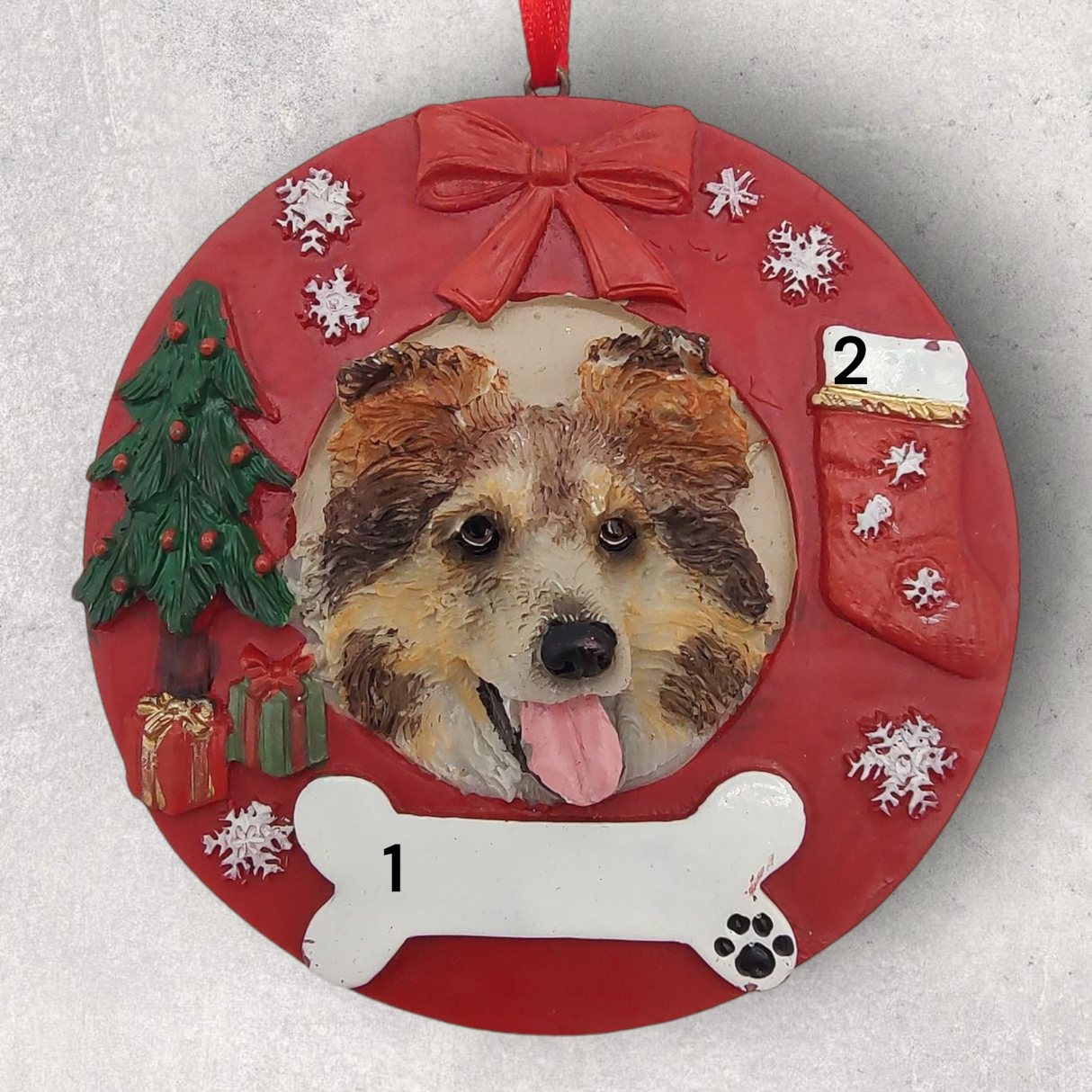 DOGS - SHELTIE- Red Wreath