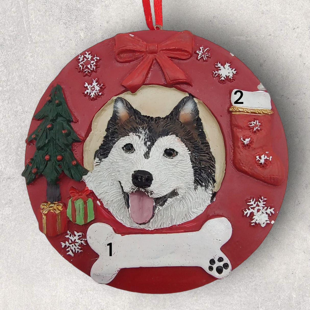 DOGS - SIBERIAN HUSKY - Red Wreath