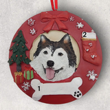 DOGS - SIBERIAN HUSKY - Red Wreath