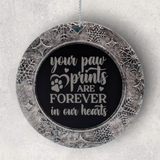 2-Sided Engraved IN REMEMBRANCE Wreath Ornament - For PETS - "Your Paw Prints are Forever in Our Hearts"