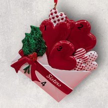 Sisters Hearts in Letter Ornament (3 Names)