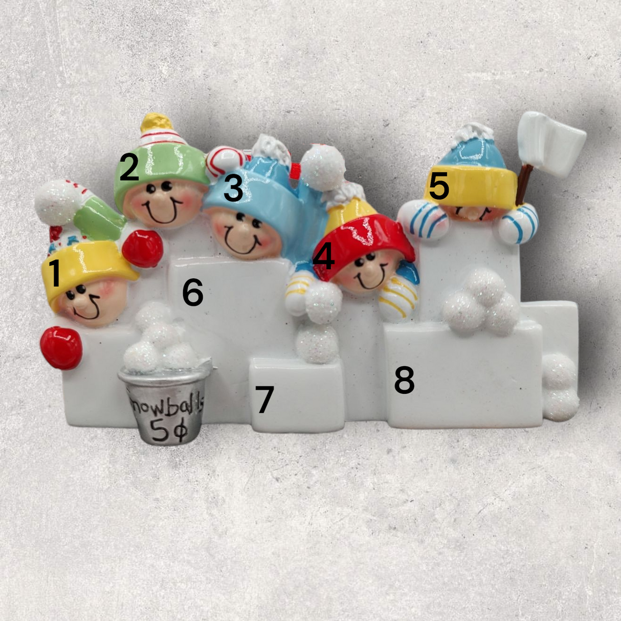 5 SNOWBALL FIGHT FAMILY / GROUP Ornament