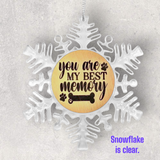 2-Sided Engraved IN REMEMBRANCE Snowflake Ornament - For DOGS - "You are my Best Memory."