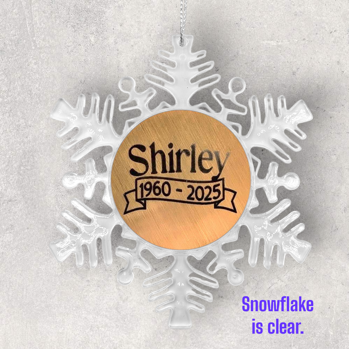 2-Sided Engraved IN REMEMBRANCE Snowflake Ornament - "Always Loved-Never Forgotten-Forever Missed"