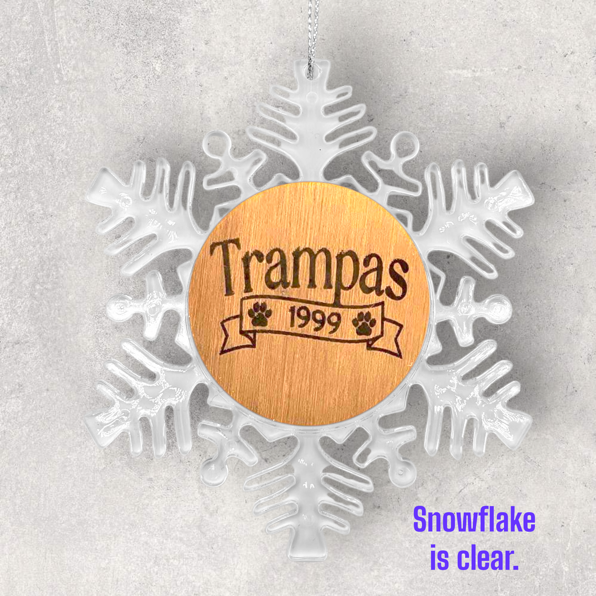 2-Sided Engraved IN REMEMBRANCE Snowflake Ornament - For PETS - "A Part of My Heart Lives in Heaven."